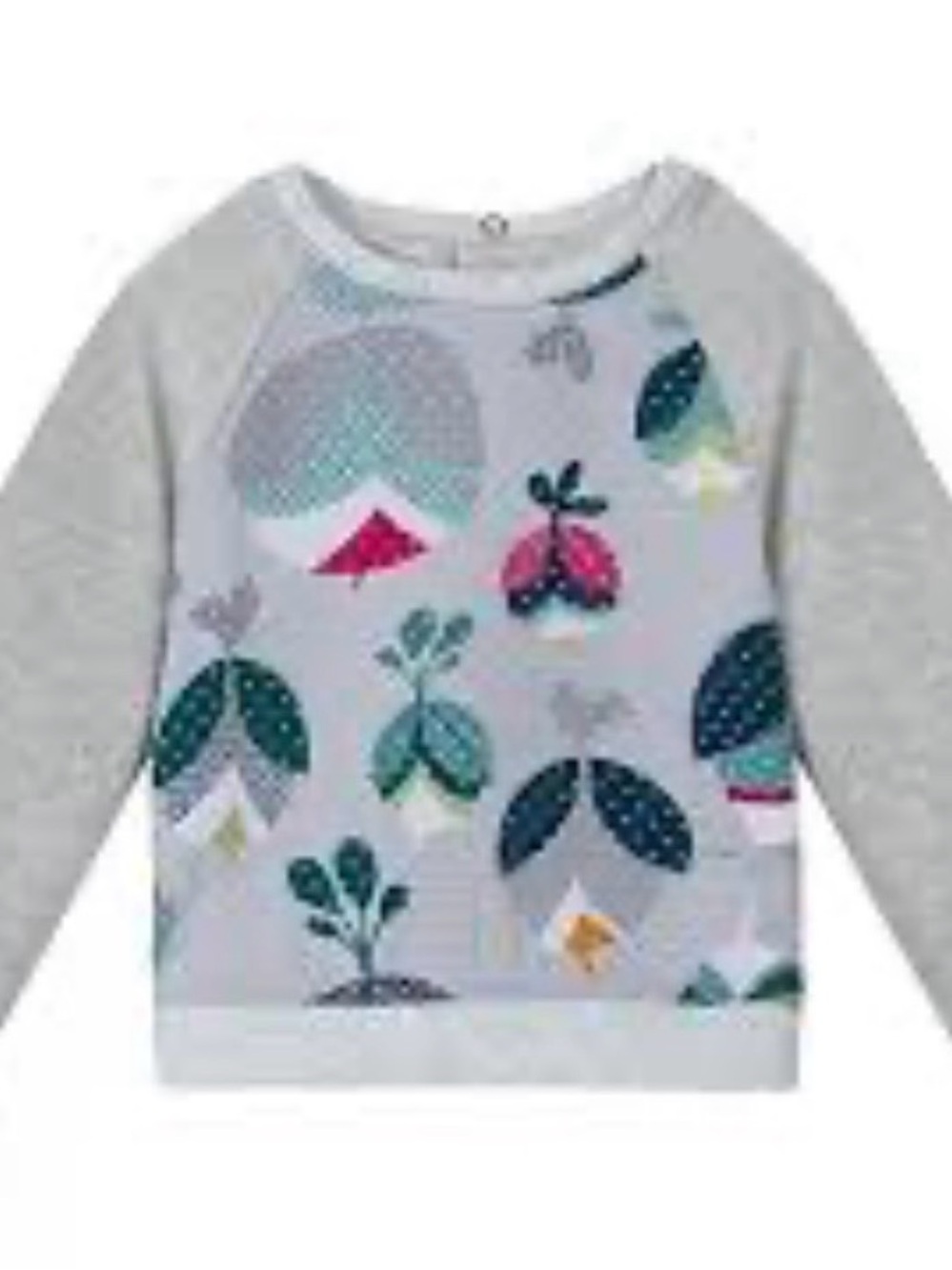 LN Catimini Gray Floral Raglan textured Sweatshirt France